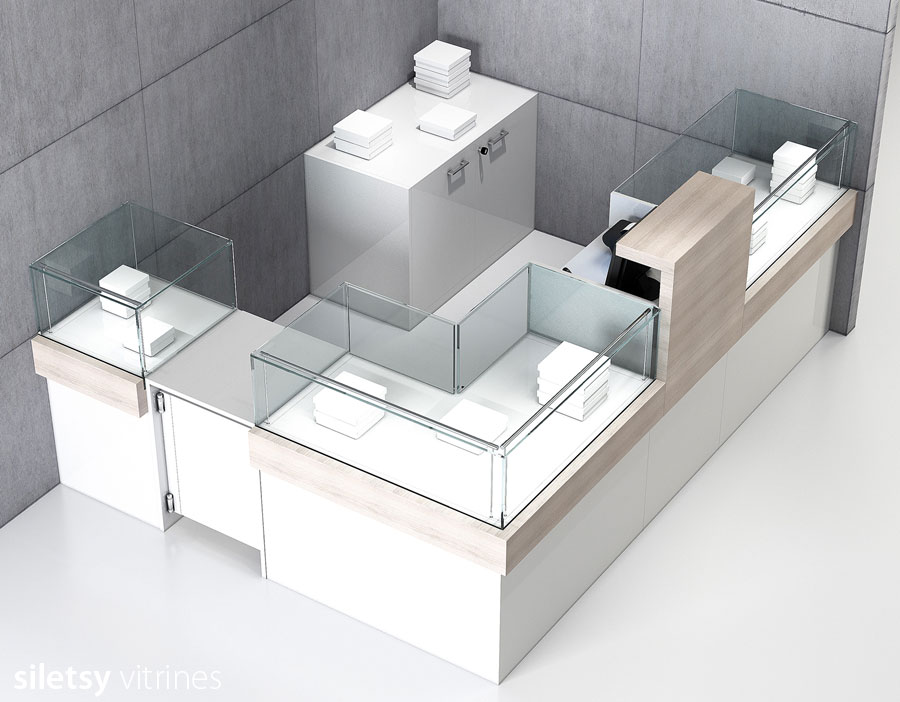 Vitrine-toonbank opstelling 200x250x120cm