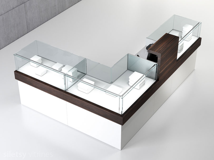 Vitrine-toonbank opstelling 250x200x120cm