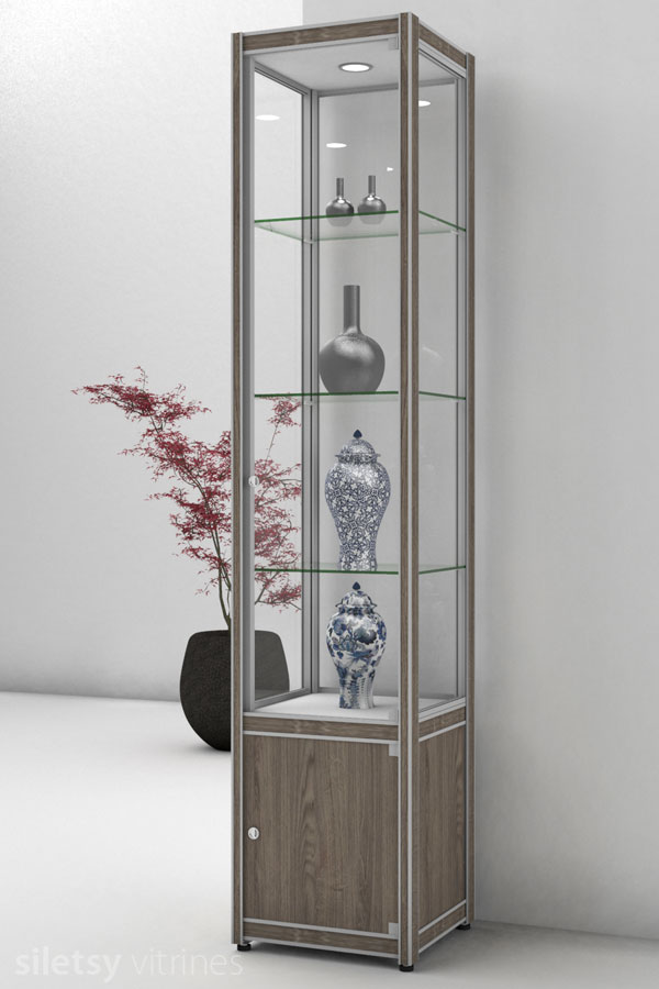 Vitrine FX02B met draaideur-onderkast 42x39x200cm