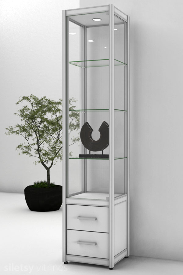 Vitrine FX02C met laden-onderkast 42x39x200cm