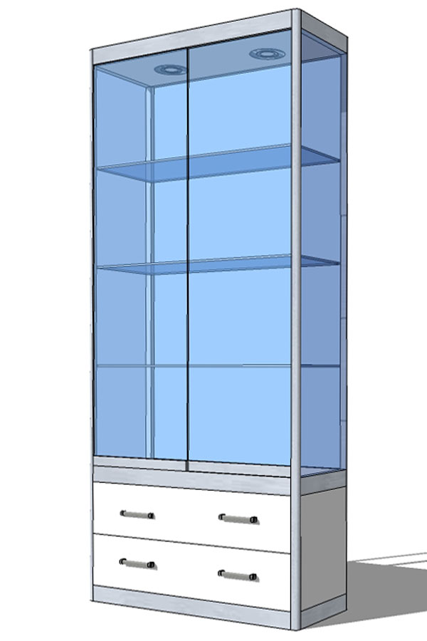 Vitrine PR-09/C met laden-onderkast 86x35x198cm