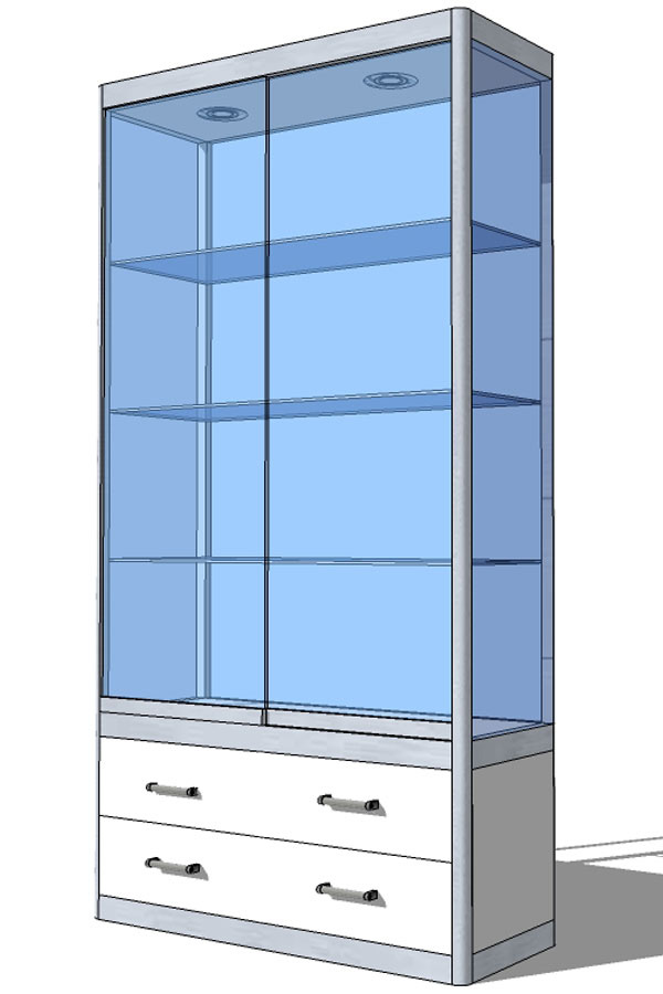 Vitrine PR-13/C met laden-onderkast 103x35x198cm