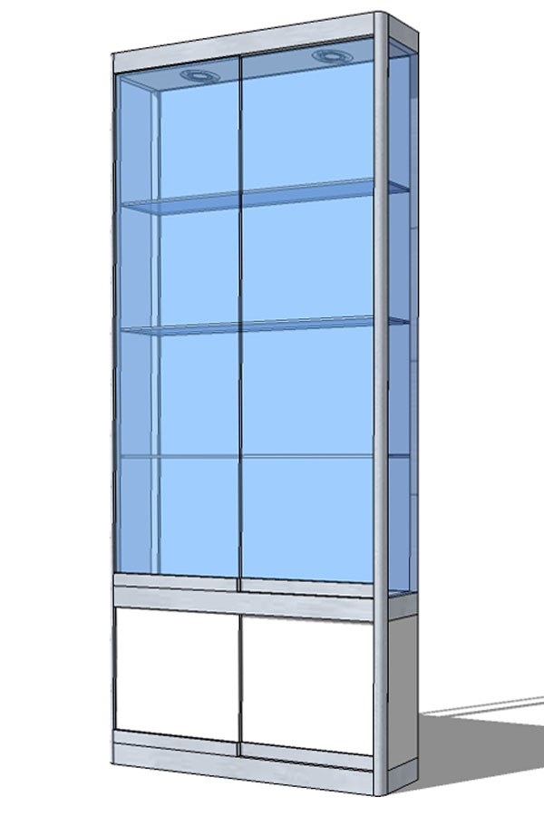 Vitrine PR-08/AB met schuifdeur-onderkast 86x17x198cm