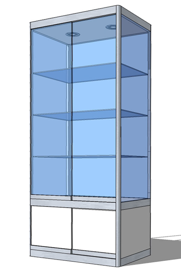 Vitrine PR-11/B met schuifdeur-onderkast 86x56x198cm