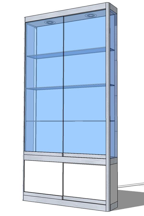 Vitrine PR-12/AB met schuifdeur-onderkast 103x17x198cm