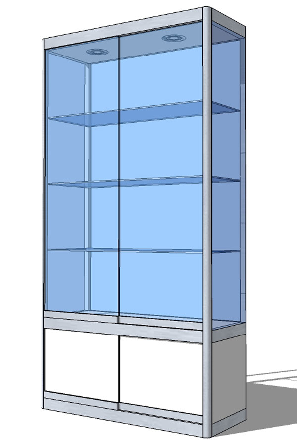 Vitrine PR-13/B met schuifdeur-onderkast 103x35x198cm