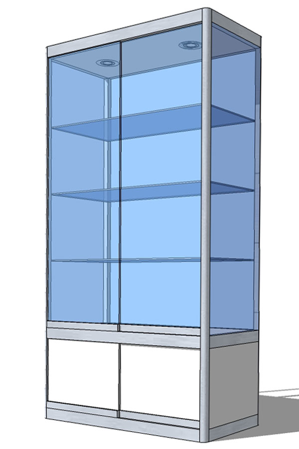 Vitrine PR-14/B met schuifdeur-onderkast 103x44x198cm