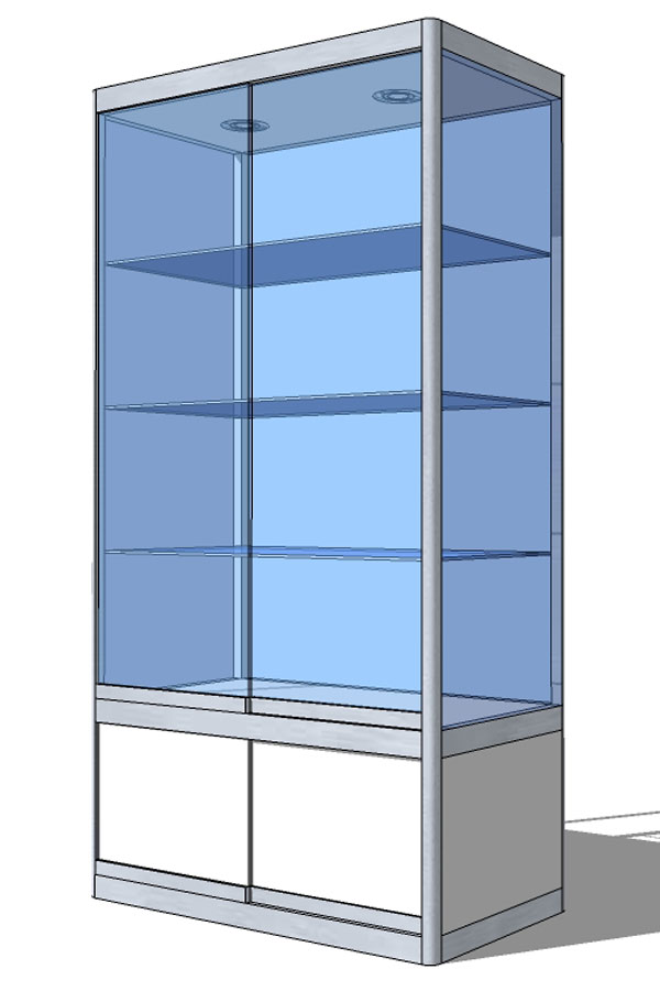 Vitrine PR-15/B met schuifdeur-onderkast 103x56x198cm