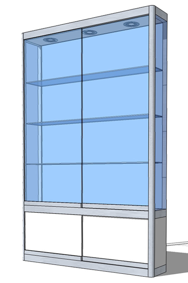 Vitrine PR-16/AB met schuifdeur-onderkast 123x17x198cm