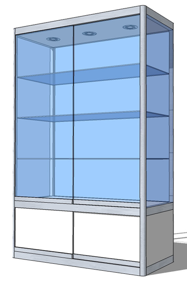 Vitrine PR-18/B met schuifdeur-onderkast 123x44x198cm