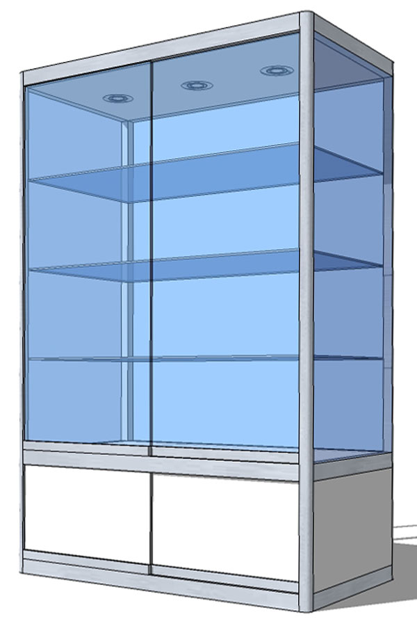 Vitrine PR-19/B met schuifdeur-onderkast 123x56x198cm